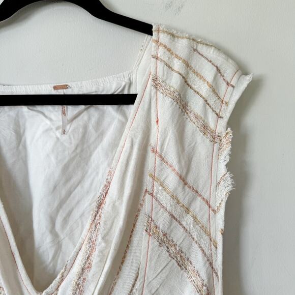 Free People Cactus Flowers Cream Striped Flowy Mini Dress L - Picture 9 of 12